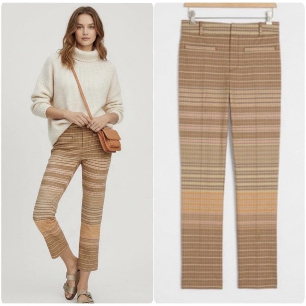 Anthropologie The Essential Collection Plaid Slim Kick Flare Ankle Pants Size 6